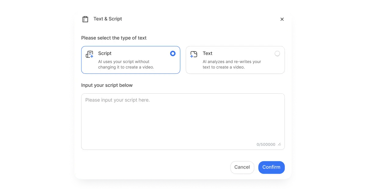 Paste your script directly into Visla script to video without changes or rewrites.